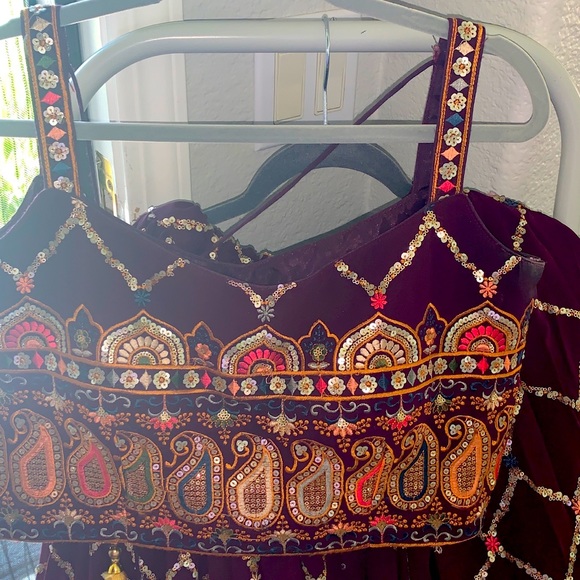 Indian Embroidered crop top and skirt with lehenga - Picture 2 of 6